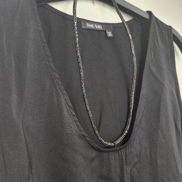 Marc Aurel Women's Black Sleeveless Top W/Attached Necklace Size 36 - Picture 3 of 8